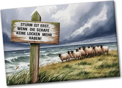 Produktbild von Nordsee Sturm Landschaft Souvenir Souvenir Magnet mit Schafspruch