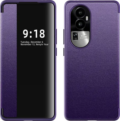 Produktbild von Oppo Reno10 Hülle, Schlank Kunstleder Klapp Ledertasche Schutzhülle für Oppo Reno10 Lila