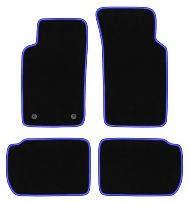 Produktbild von Velours-Fußmatten für Ford Sierra 1982-1993 (Kombi/Limousine/Liftback) – 4-tlg, Schwarz/Blau, passgenau – Wielganizator CARLUX
