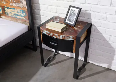 Produktbild von MASSIVMOEBEL24 Nachttisch Altholz 50x40x60 mehrfarbig lackiert INDUSTRIAL #11
