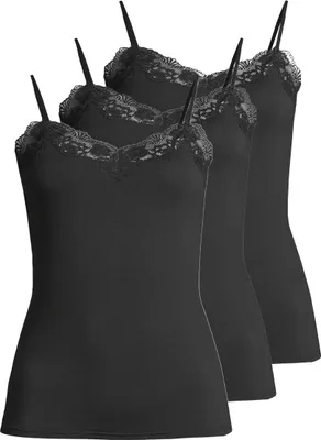 Produktbild von Nina von C. 3er Pack Romance Spaghetti Top Details aus floraler Spitze, Weiches, anschmiegsames Material, Romantischer Look
