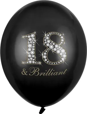 Immagine prodotto di Palloncini 30 cm con numero 18 / motivo strass set di 6 palloncini neri