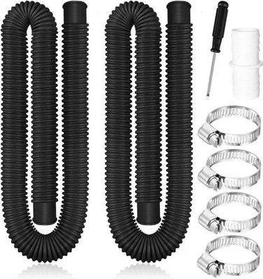 Zdjęcie produktu dla Drabinka basenowa – 32 mm, 2 sztuki, 150 cm, z 4 metalowymi zaciskami (zestaw A, czarny)