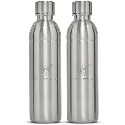 Produktbild von Luckymoose Infinity 2x Edelstahlflaschen Wassersprudler 0,75L – Kompatibel mit der LM Infinity Serie, Aarke Carbonator 3 und Brita SodaOne