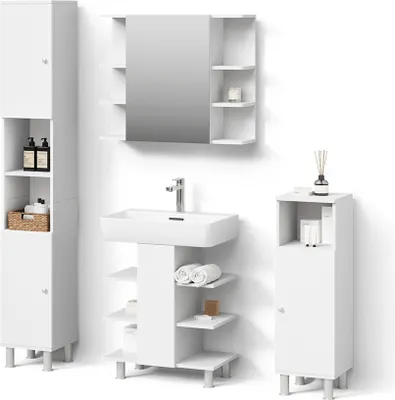 Image de Ensemble de meubles de salle de bain Livinity Fucino Blanc 4 pièces, Model 52997