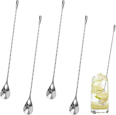 Obrázok produktu pre Koktailové Miešacie Lyžice 30 cm, 4 Kusy, Nerezová Oceľ, pre Nápoje, pre Barmanov