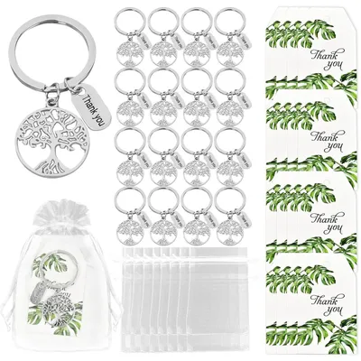Zdjęcie produktu dla 16-teiliges Lehrer-Dankeschön-Geschenkset Schlüsselanhänger Lebensbaum mit Dankeskarte