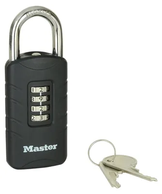 Produktbild von Master Lock 656EURDBLK Zahlensschloss mit Sicherheitsnotschlüssel für den Außenbereich, 120 x 48 x 20 mm