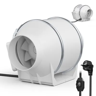 Kanalventilator 100 mm, 310 m³/h, variable Drehzahl, leise 30 dB