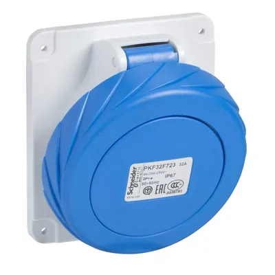 Produktbild von Schneider Electric CEE Anbausteckdose, Schraubklemmen, 32A, 2p+E, 200-250 V AC PKF32F723