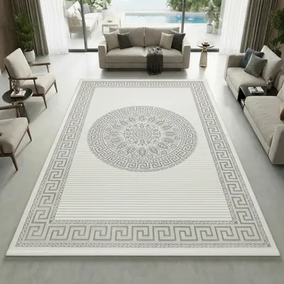 Produktbild von Glänzender Designer Teppich mit Orientalischem Muster in grau anthrazit Größe - 120 x 170 cm