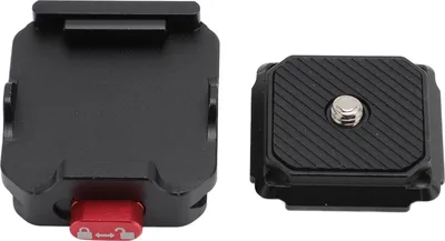 Produktbild von Schnellwechselplatte aus Aluminium für Arca-System, mit 1/4-Zoll- und 3/8-Zoll-Gewinde, als Kamerabefestigung für DSLR-Kameras, Stabilisatoren, Kugelkopfstativen und Stativen