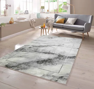 Produktbild von Wohnzimmerteppich modern Marmor Optik in grau Größe - 160 x 230 cm