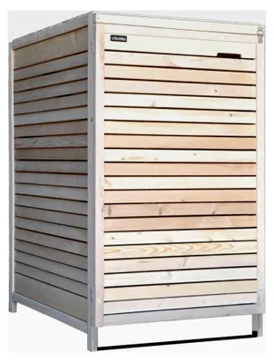 Produktbild von Mülltonnenbox aus Holz für 240L mit Rückwand, vormontiert