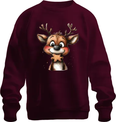 Immagine prodotto di Renna Pan di Zenzero Regalo di Natale Bambini Carino Retro Unisex Felpa Pullover, Borgogna, XL