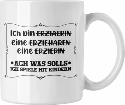 Produktbild von Trendation - Ich Bin Erzieherin Tasse Geschenk Lustiger Spruch Erzieherin Geschenkidee Kindergärtnerin (Weiß)