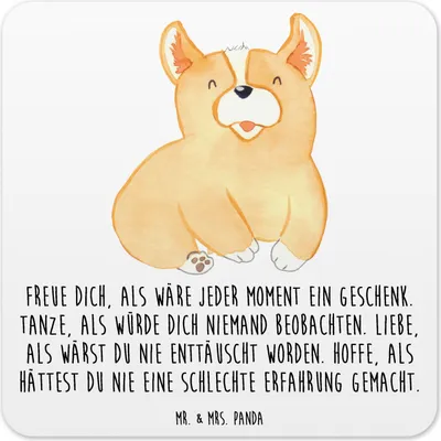 Produktbild von Mr. & Mrs. Panda Untersetzer für Gläser Corgie 10er Set - Weiß - Geschenk, Hund, Lebensfreude, Sprüche, Glas-Untersetzer, Tischuntersetzer, Lebensfroh, Coaster, Corgi