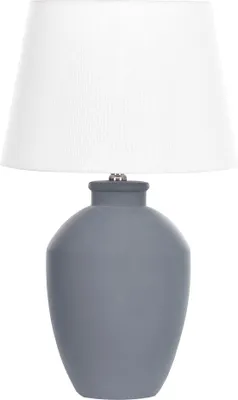 Produktbild von BELIANI Tischlampe Grau und Weiß Keramik Vasenform 55 cm Stoffschirm Trommelform Empireform Kabel mit Schalter Modern Skandi Schlaf- u. Wohnzimmer