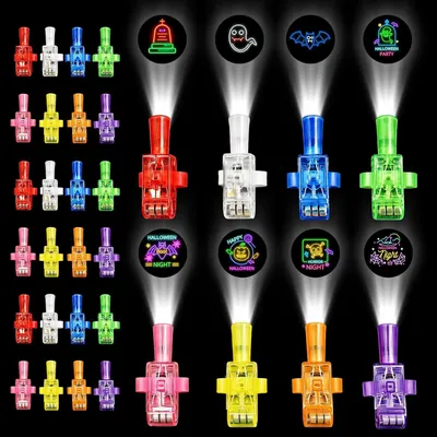 Productafbeelding van LED-vingerverlichting - Set van 24 - Halloween vingerfonss kinderringen - Projectorlamp - Horrorthemafeest