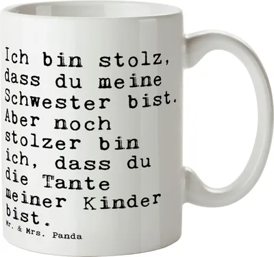 Produktbild von Mr. & Mrs. Panda Teetasse Ich bin stolz, dass... - Weiß - Geschenk, Spruch Sprüche Weisheiten Zitate Lustig Weisheit Worte, stolz, Trinkbecher, Bürotasse, Tasse, Pott
