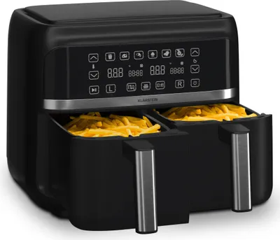 Produktbild von Klarstein Heißluftfritteuse, Airfryer mit 2 Kammern, 2850W Kompakte Heißluftfritteuse, 7,6L Luft-Friteuse mit Touch-Bedienfeld, Timer, Vorheizen, 6 Modi, Große Heissluftfriteuse, Air Fryer XL