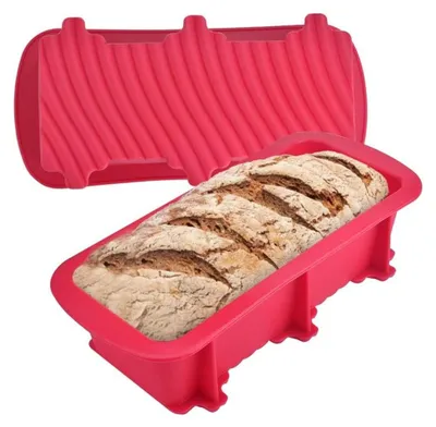 Produktbild von 2 stück Brotbackform Silikon Brotbackformen Antihaft Kastenform Flexible Königskuchenform Kuchen Kastenbackform Rot Toast Backform Kasten für Sauerteig Hausgemachte Kuchen und Brot Backen