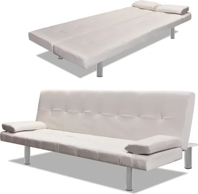Image de Canapé "Erligheim" en similicuir blanc crème. Dimensions (L/L/H) 168x77x66 cm
