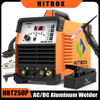 Imagen del producto de Máquina de soldadura TIG - 220-240 V AC/DC - 250 W de potencia - Inversor IGBT portátil - Para aluminio y acero inoxidable - Equipo de soldadura de precisión