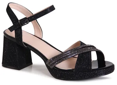 Produktbild von topschuhe24 3145 Damen Glitzer Riemchen Sandaletten , Farbe:Schwarz, Größe:38 EU