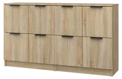Produktbild von 2X Sideboard Kommode Anrichte Schrank Beistellschrank Mehrzweckschrank Standschrank mit Türen Sonoma Eiche 60x30x70cm Holzwerkstoff