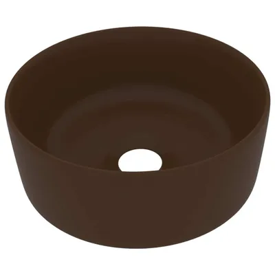 Obrázek produktu pro umyvadlo kulaté matné tmavě hnědé 40 x 15 cm keramické
