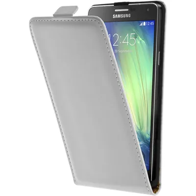 Produktbild von PhoneNatic Kunst-Lederhülle kompatibel mit Samsung Galaxy A7 (A700) - Flip-Case weiß + 2 Schutzfolien