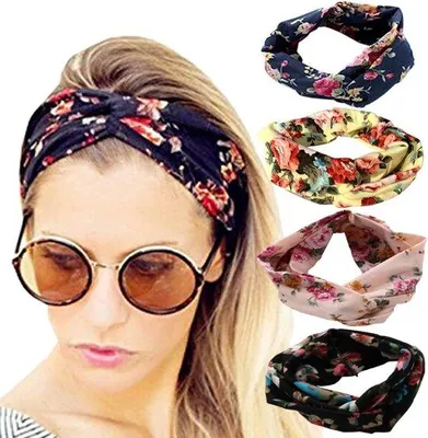 Produktbild von Famanu Haarbanden Vintage Boho - 4 Stück Criss Cross Haaraccessoires