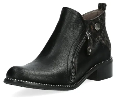 Produktbild von Misstyl by Laura Vita Damen Stiefelette Leo-Muster Reißverschluss Blockabsatz MALICE 04, Größe:38 EU, Farbe:Schwarz