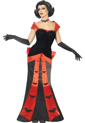 Produktbild von Glam Vampiress Kostüm mit Kleid, Handschuhe und Halsreif, Größe:S