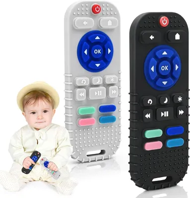Produktbild von Silikon-Baby-Beißring, Fernbedienungsdesign, 0-18 Monate, 1 Stück, für die Zahnung