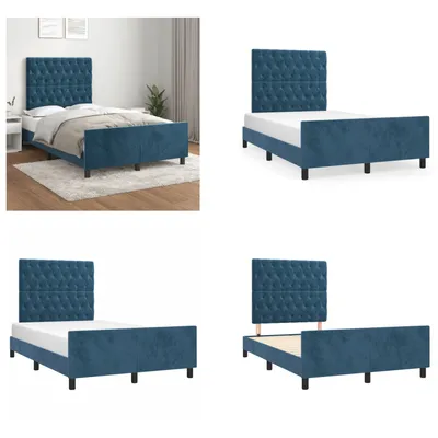 Immagine prodotto di vidaXL Struttura letto con testiera blu scuro 120x200 cm in velluto - Struttura letto con testiera - Struttura letto con testiera - Struttura letto - Letto con testiera