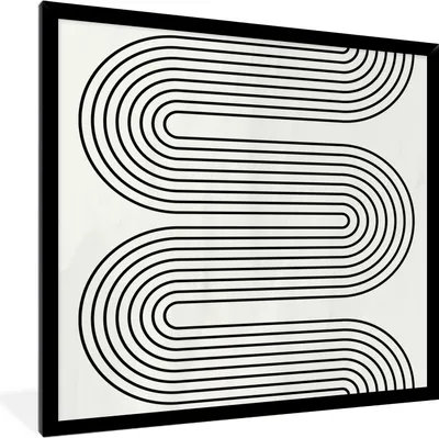 Produktbild von MuchoWow® Gerahmtes Poster Linie - Taupe - Abstrakt - Schwarz 40x40 cm - Poster mit Schwarzem Bilderrahmen Wandposter Rahmen Foto Bilder - Mit Rahmen - Wanddekoration Schlafzimmer