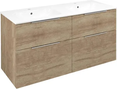 Produktbild von Sapho CIRASA Waschbeckenunterschrank mit Doppelwaschbecken 121x66x46cm, Eiche alabama