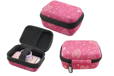 Productafbeelding van Caseroxx tas voor kindercamera's, roze met hartjesprint, gemaakt van EVA-materiaal