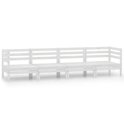 Produktbild von vidaXL 4-tlg. Garten-Lounge-Set Weiß Kiefer Massivholz