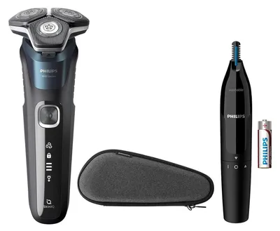 Obrázok produktu pre Philips SHAVER Series 5000 S5889/11, Rotačný holiaci strojček, Čierna, SteelPrecision blades, Nerezová oceľ, Tlačidlá, LED