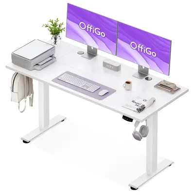 Produktbild von Elektrisch höhenverstellbarer Schreibtisch, 160 cm, weiß – Ergonomischer Steh-Sitz-Computertisch