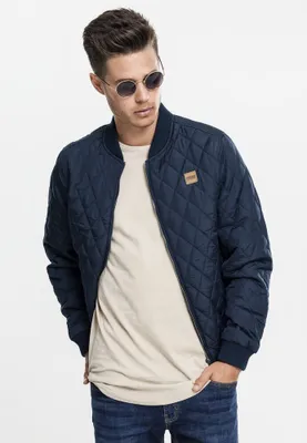 Zdjęcie produktu dla Męska pikowana kurtka Urban Classics Diamond Quilt Nylon Jacket w kolorze granatowym – rozmiar L