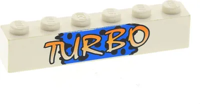 Produktbild von 1x Lego Stein weiss 1x6 bedruckt "TURBO" Set 6327 3009pb024