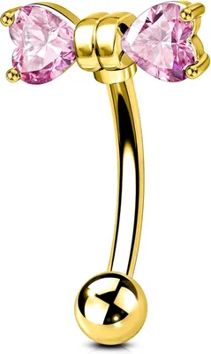 Imagen del producto de Piercing tipo barbell curvo, calibre 16G (0,75 mm), en plata y oro, ideal para piercings de labios y cejas