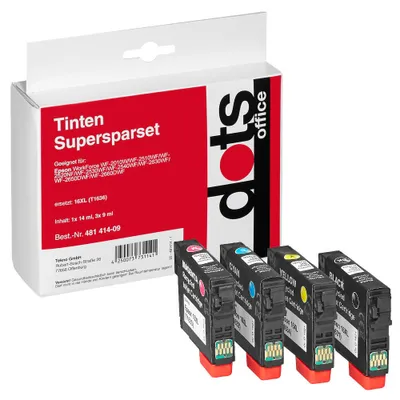 Productafbeelding van Inktpatronen, zwart, cyaan, magenta, geel, compatibel met EPSON T1636XL, set van 4