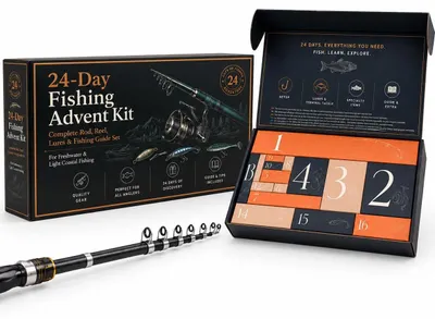 Imagen del producto de Calendario de Adviento de Pesca 2026 para Hombres y Pescadores Set de Pesca de 24 Días con Accesorios