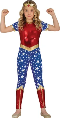Immagine prodotto di Costume da supereroe carnevale bambini avventura ragazza stella grande fascia eroina carnevale rosso blu vestito cosplay carnevale ruolo, taglia: 140/146 colore: rosso