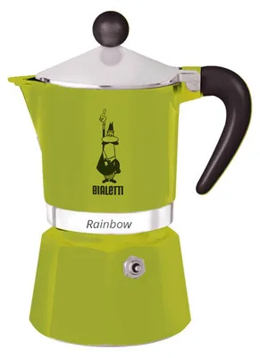 Produktbild von Bialetti Rainbow, Mokka-Kanne, Schwarz, Grün, Aluminium, 3 Tassen, Rainbow, CE